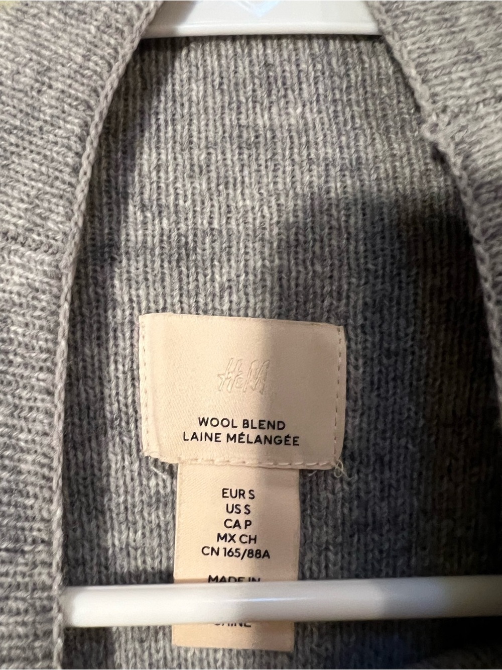 H&M Women’s Sz Small Gray Melange Wool-Blend Mock-Turtleneck Sweater Wide Sleeve - Picture 10 of 11